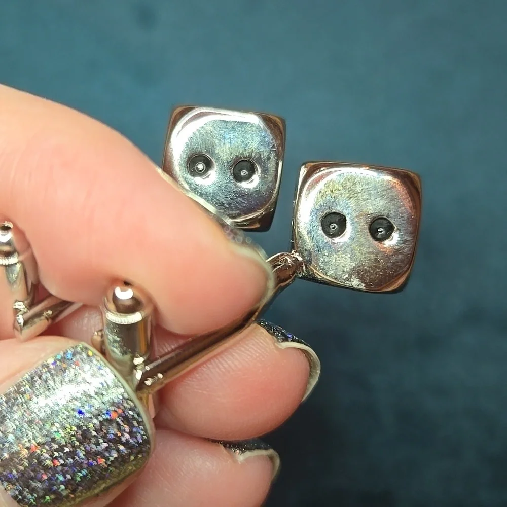 Silver and Black Modern Dice Stainless Steel Cuff Links Brand New